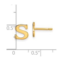 XNE46GP_S Sterling Silver Gold-plated Letter S Initial Post Earrings