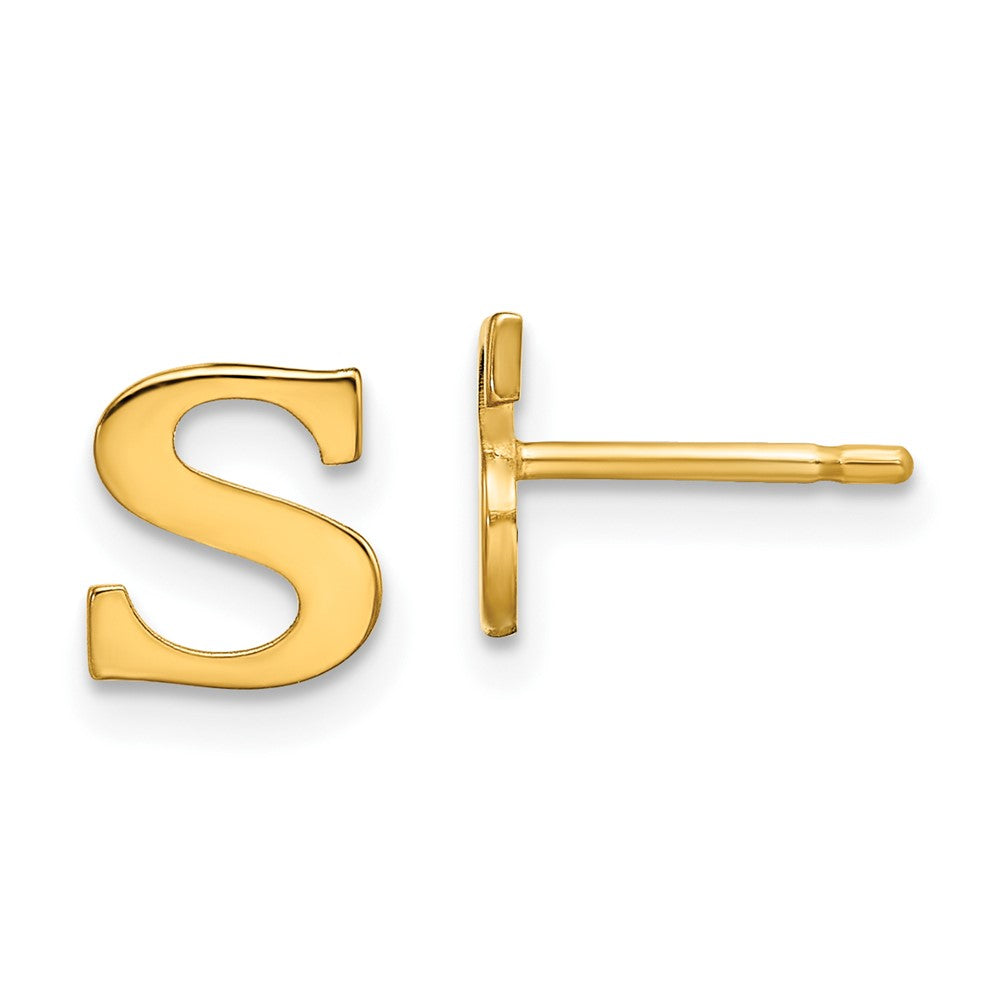 XNE46GP_S Sterling Silver Gold-plated Letter S Initial Post Earrings