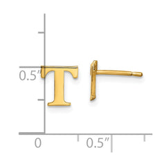 XNE46GP_T Sterling Silver Gold-plated Letter T Initial Post Earrings