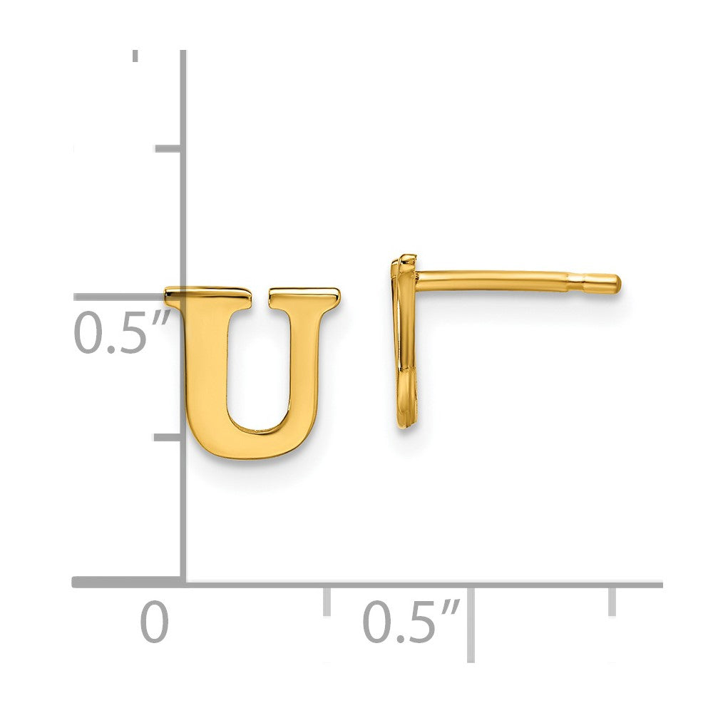 XNE46GP_U Sterling Silver Gold-plated Letter U Initial Post Earrings