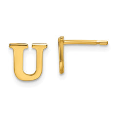 XNE46GP_U Sterling Silver Gold-plated Letter U Initial Post Earrings
