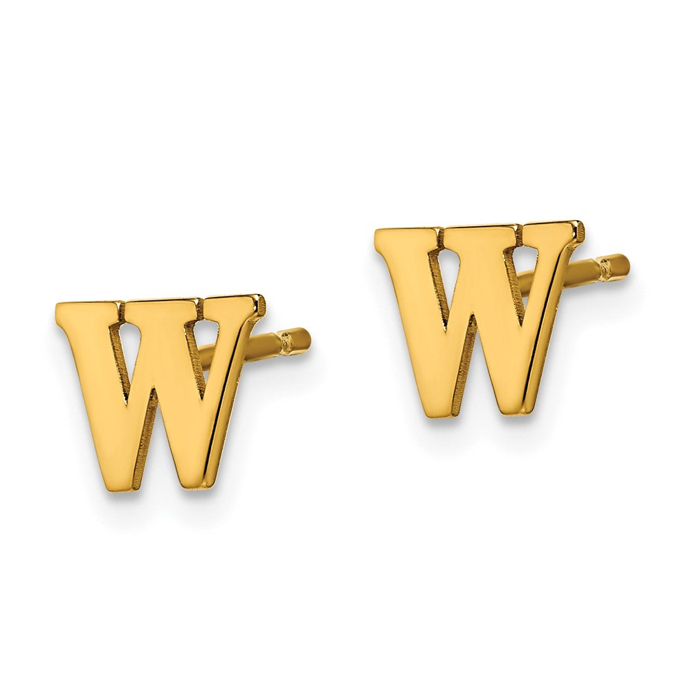 XNE46GP_W Sterling Silver Gold-plated Letter W Initial Post Earrings