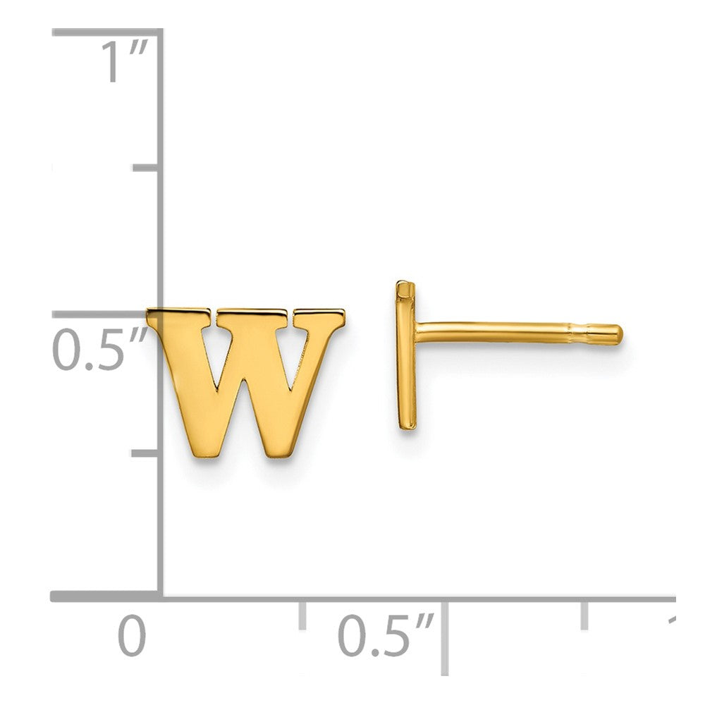 XNE46GP_W Sterling Silver Gold-plated Letter W Initial Post Earrings