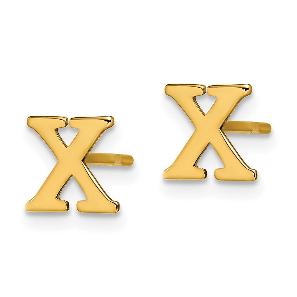 XNE46GP_X Sterling Silver Gold-plated Letter X Initial Post Earrings