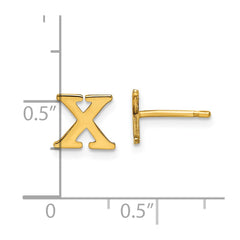 XNE46GP_X Sterling Silver Gold-plated Letter X Initial Post Earrings