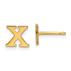 XNE46GP_X Sterling Silver Gold-plated Letter X Initial Post Earrings