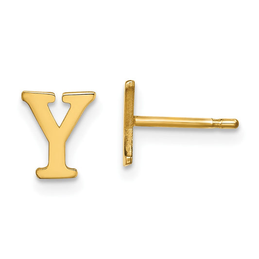 XNE46GP_Y Sterling Silver Gold-plated Letter Y Initial Post Earrings