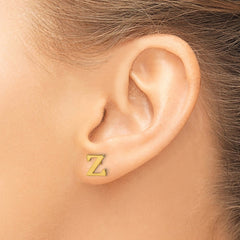 XNE46GP_Z Sterling Silver Gold-plated Letter Z Initial Post Earrings