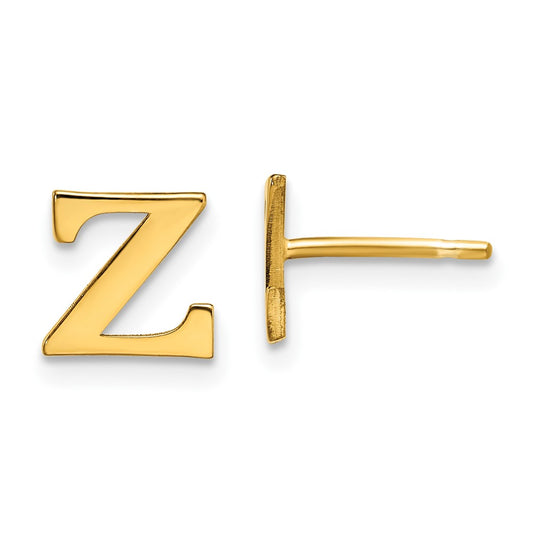 XNE46GP_Z Sterling Silver Gold-plated Letter Z Initial Post Earrings