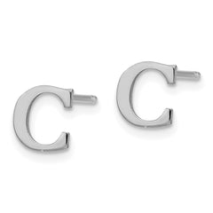 XNE46SS_C Sterling Silver Rhodium-plated Letter C Initial Post Earrings