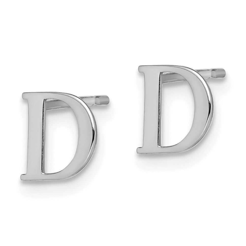 XNE46SS_D Sterling Silver Rhodium-plated Letter D Initial Post Earrings