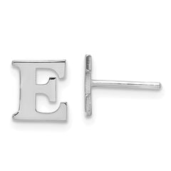 XNE46SS_E Sterling Silver Rhodium-plated Letter E Initial Post Earrings