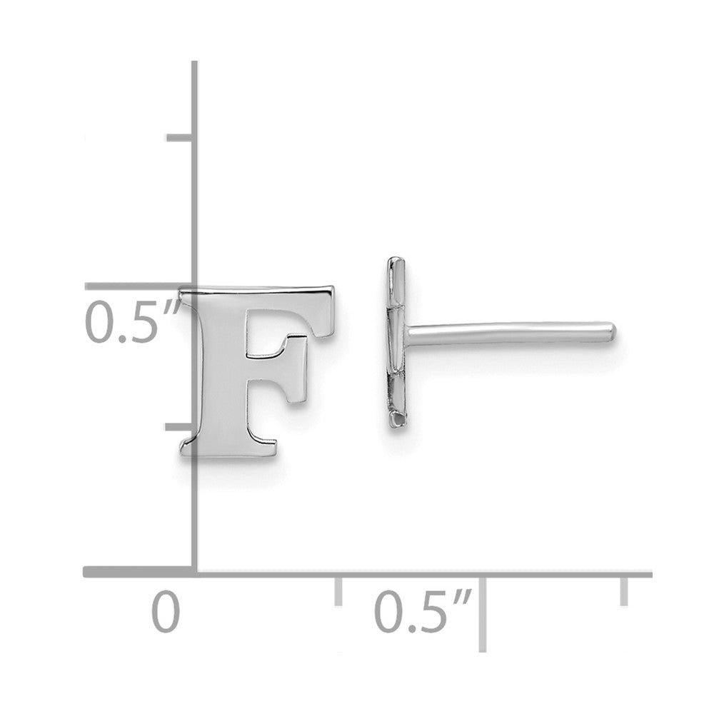 XNE46SS_F Sterling Silver Rhodium-plated Letter F Initial Post Earrings