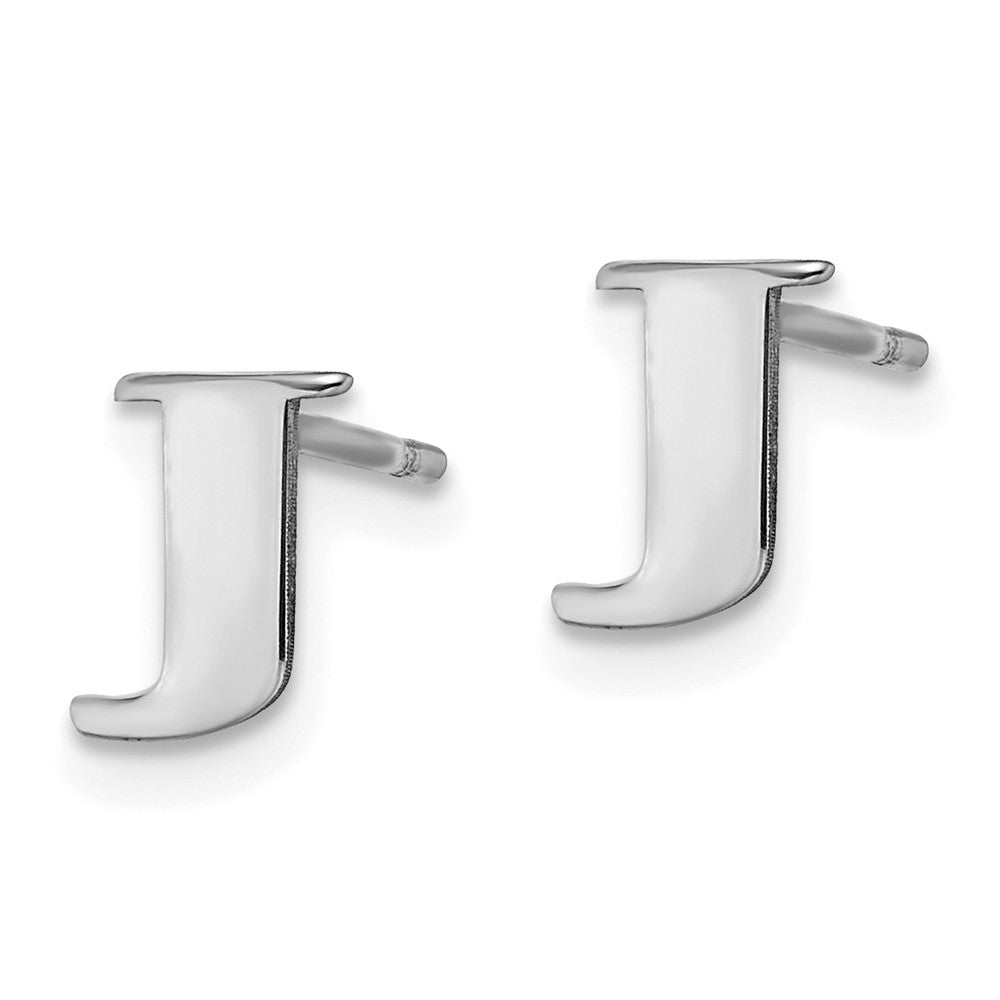 XNE46SS_J Sterling Silver Rhodium-plated Letter J Initial Post Earrings