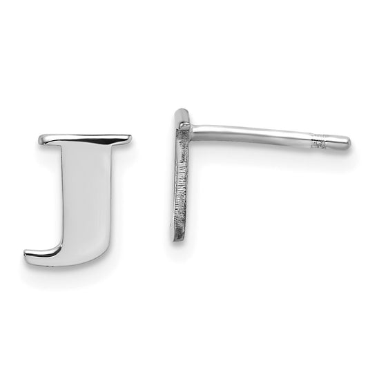 XNE46SS_J Sterling Silver Rhodium-plated Letter J Initial Post Earrings