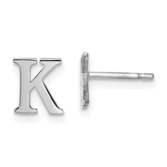 XNE46SS_K Sterling Silver Rhodium-plated Letter K Initial Post Earrings