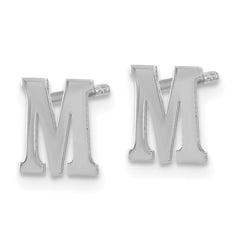 XNE46SS_M Sterling Silver Rhodium-plated Letter M Initial Post Earrings