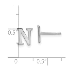 XNE46SS_N Sterling Silver Rhodium-plated Letter N Initial Post Earrings