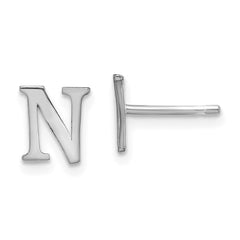 XNE46SS_N Sterling Silver Rhodium-plated Letter N Initial Post Earrings