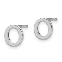 XNE46SS_O Sterling Silver Rhodium-plated Letter O Initial Post Earrings