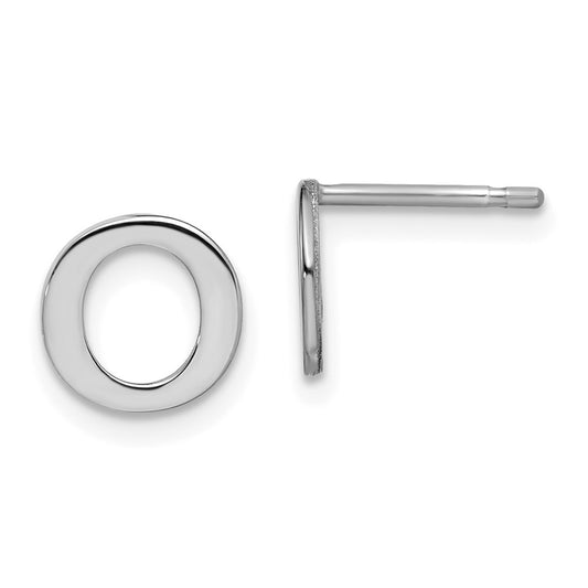 XNE46SS_O Sterling Silver Rhodium-plated Letter O Initial Post Earrings