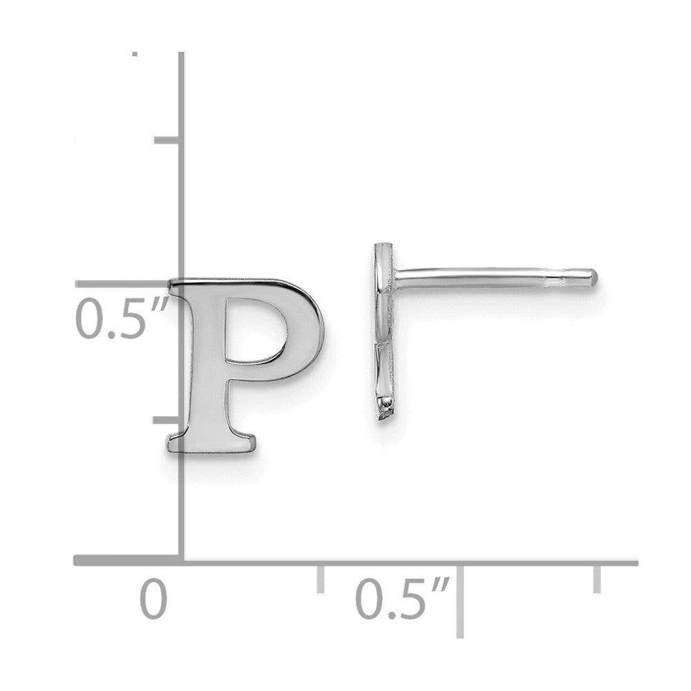 XNE46SS_P Sterling Silver Rhodium-plated Letter P Initial Post Earrings