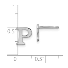 XNE46SS_P Sterling Silver Rhodium-plated Letter P Initial Post Earrings
