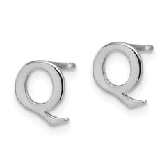 XNE46SS_Q Sterling Silver Rhodium-plated Letter Q Initial Post Earrings