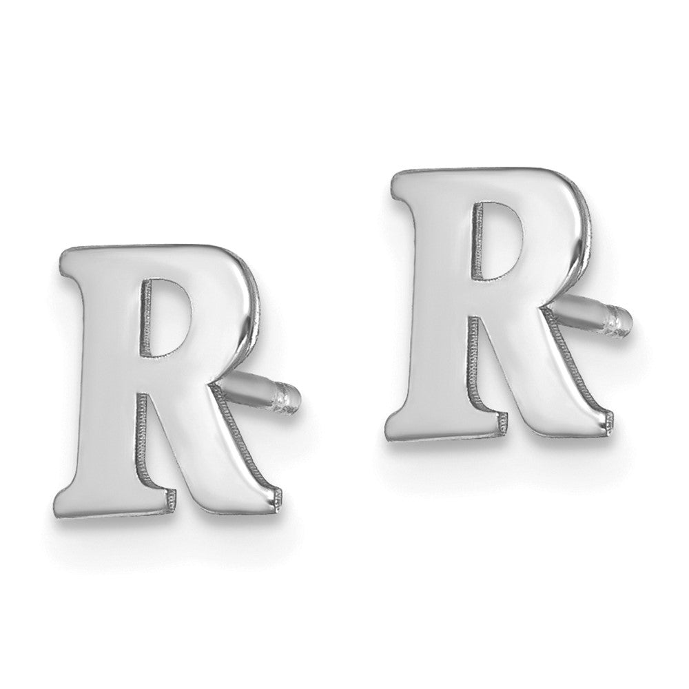 XNE46SS_R Sterling Silver Rhodium-plated Letter R Initial Post Earrings