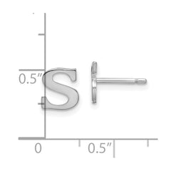 XNE46SS_S Sterling Silver Rhodium-plated Letter S Initial Post Earrings