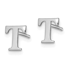 XNE46SS_T Sterling Silver Rhodium-plated Letter T Initial Post Earrings