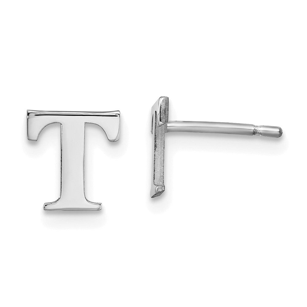 XNE46SS_T Sterling Silver Rhodium-plated Letter T Initial Post Earrings