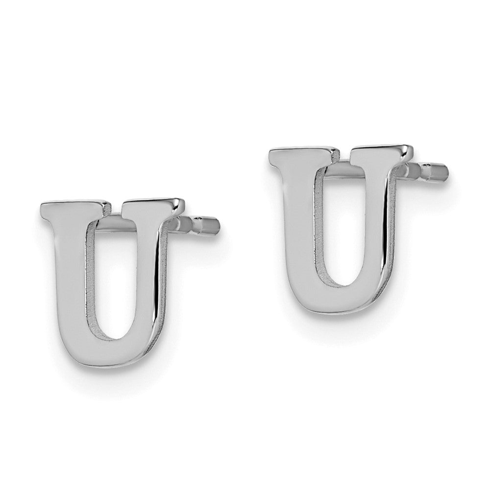 XNE46SS_U Sterling Silver Rhodium-plated Letter U Initial Post Earrings
