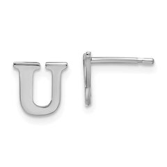 XNE46SS_U Sterling Silver Rhodium-plated Letter U Initial Post Earrings
