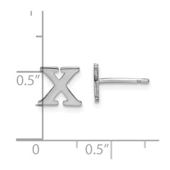 XNE46SS_X Sterling Silver Rhodium-plated Letter X Initial Post Earrings