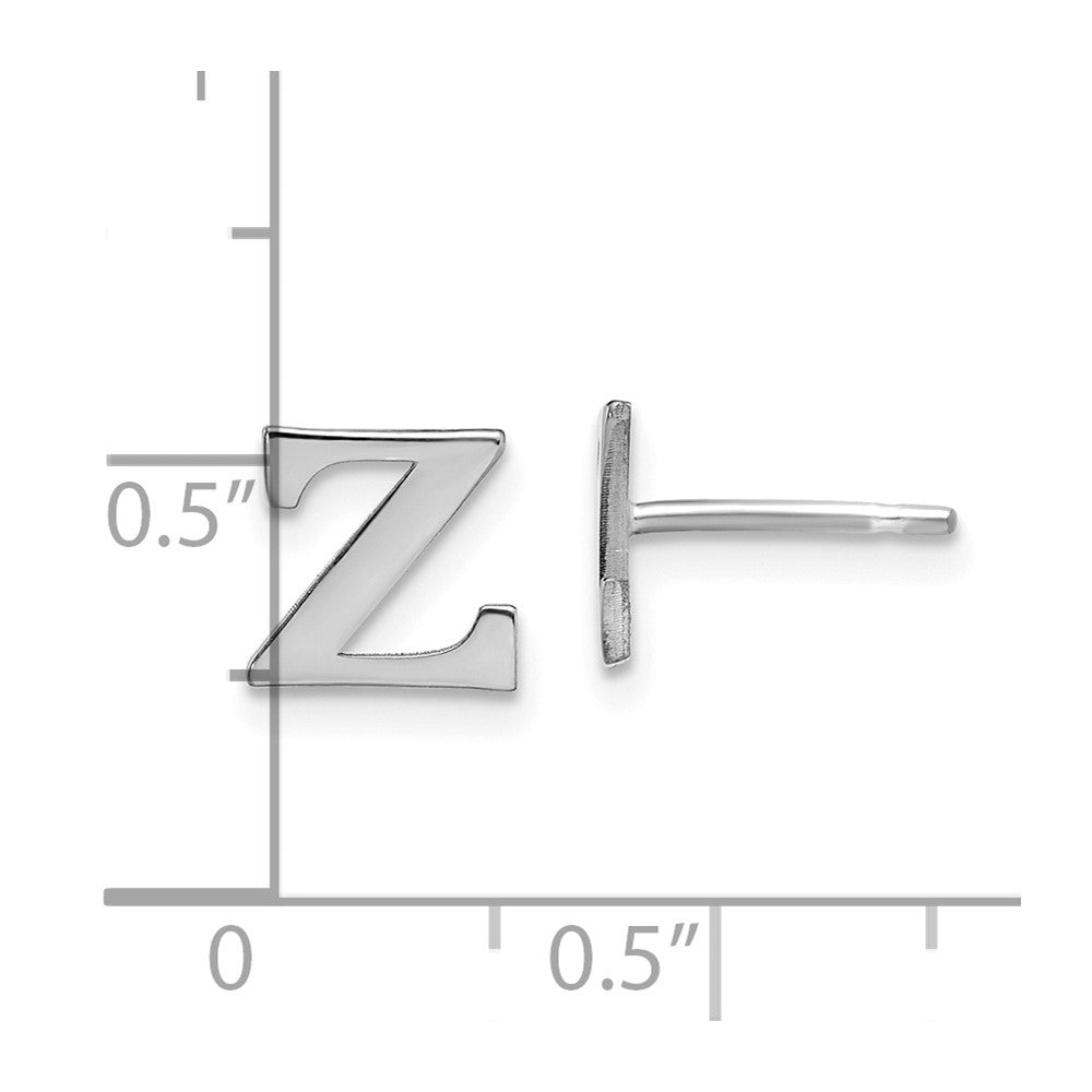XNE46SS_Z Sterling Silver Rhodium-plated Letter Z Initial Post Earrings