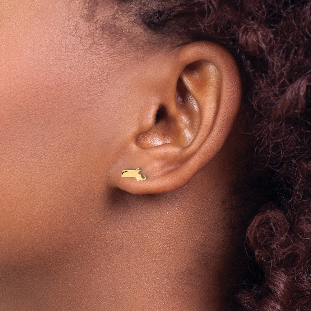 XNE50GP-MA Sterling Silver/Gold-plated Massachusetts State Earrings