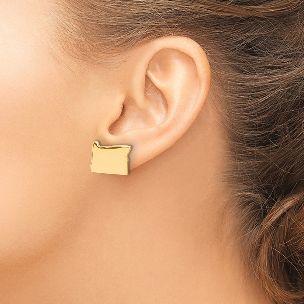 XNE50GP-OR Sterling Silver/Gold-plated Oregon State Earrings
