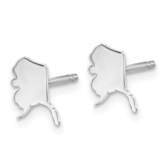XNE50SS-AK Sterling Silver/Rhodium-plated Alaska State Earrings