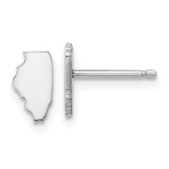 XNE50SS-IL Sterling Silver/Rhodium-plated Illinois State Earrings