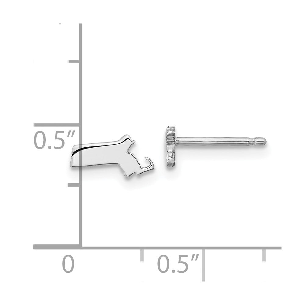 XNE50SS-MA Sterling Silver/Rhodium-plated Massachusetts State Earrings