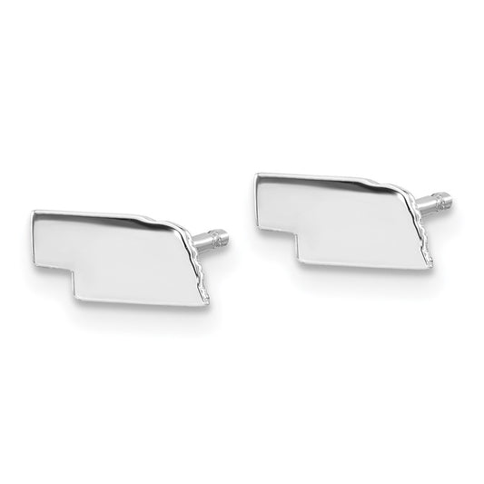 XNE50SS-NE Sterling Silver/Rhodium-plated Nebraska State Earrings