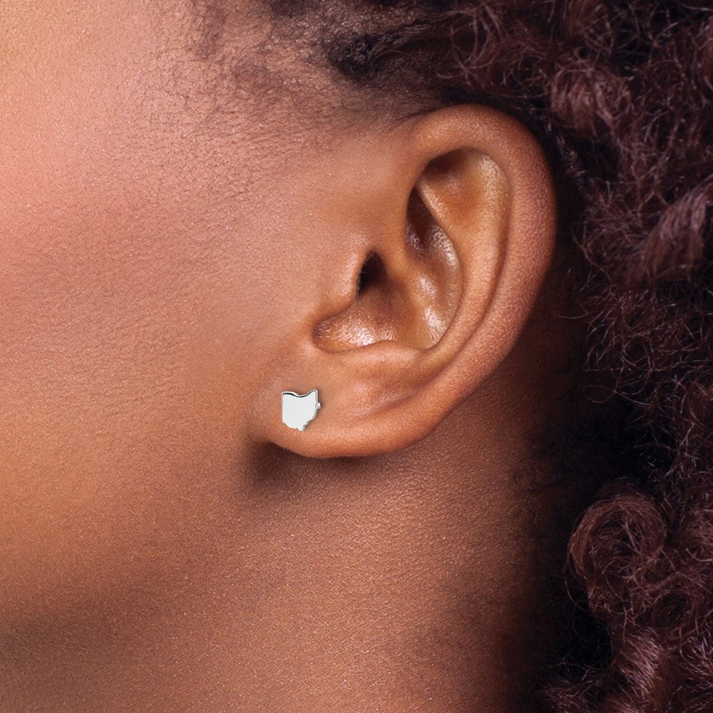 XNE50SS-OH Sterling Silver/Rhodium-plated Ohio State Earrings