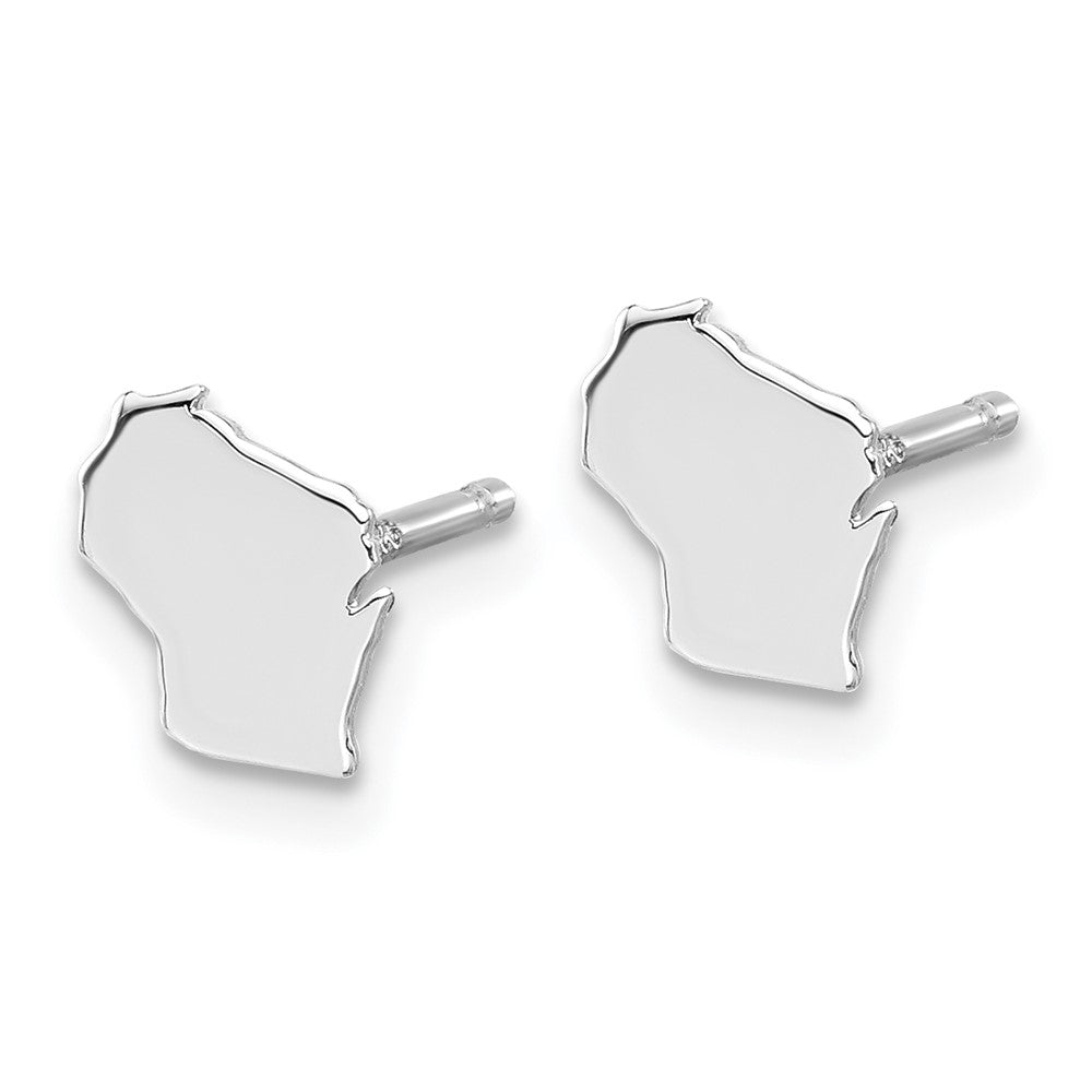 XNE50SS-WI Sterling Silver/Rhodium-plated Wisconsin State Earrings