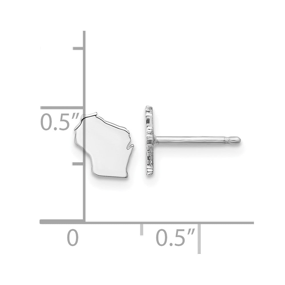XNE50SS-WI Sterling Silver/Rhodium-plated Wisconsin State Earrings