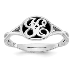 SS/Rhodium-plated Twisted Band with Epoxy Monogram Ring