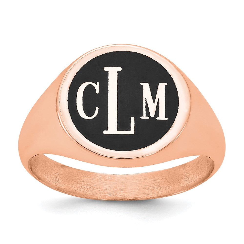Sterling Silver/Rose-plated with Epoxy Monogram Ring
