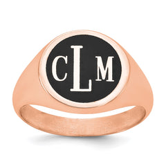 Sterling Silver/Rose-plated with Epoxy Monogram Ring