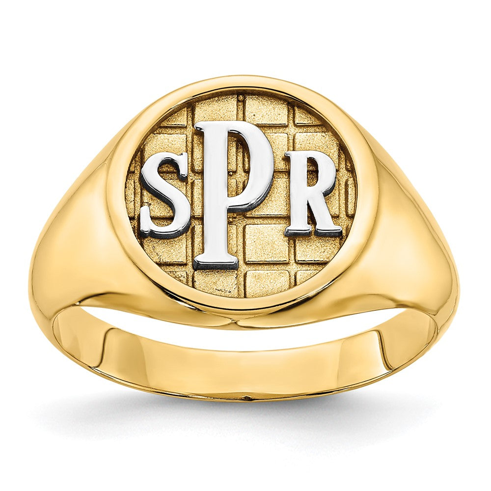 Sterling Silver/Gold-plated Textured Monogram Signet Ring