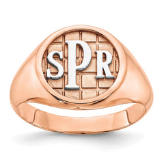 Sterling Silver/Rose-plated Textured Monogram Signet Ring